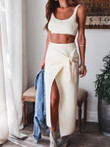 Solid Tank Top & Kinked Slit Skirt Two-Piece Suit