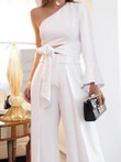 One-Shoulder Sleeve Lace-Up Trousers Two-Piece Suit