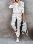 Snake Print Hooded & Elasticated Trousers Two-Piece Suit