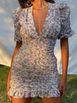 Elegant V-neck Floral Print Dress