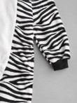 Fluffy Button Front Fleece Zebra Onesie Pajamas