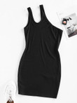 Ribbed One Shoulder Cutout Bodycon Dress