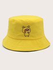 Pig Embroidery Bucket Hat