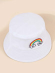 Rainbow Striped Embroidery Bucket Hat