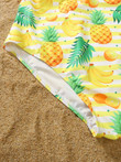 Pineapple Print Hollow Out One Piece Swimsuit