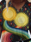 Sun Painting Print Short-sleeved T-shirt