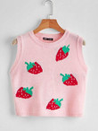 Strawberry Pattern Sweater Vest