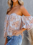 Tube Top Lace One-shoulder Lantern Sleeve Top