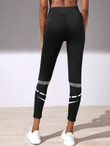 Striped Panel Cropped Sports Leggings