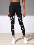 Striped Panel Cropped Sports Leggings