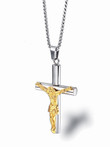Stainless Steel Plated with Jesus Christ Crucifix Cross Pendant