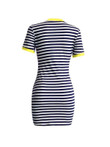 Striped Front Pocket Patchwork Mini Casual Dress