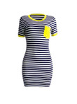 Striped Front Pocket Patchwork Mini Casual Dress