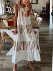 Striped Print Contrast Color Sleeveless Dress