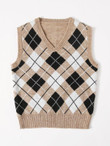 V-neck Argyle Pattern Sweater Vest
