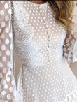 Polka Dot Stitching Lace Long Sleeve Dress
