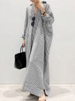 Striped Long Sleeve Slit Irregular Dress