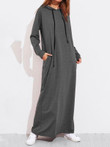 Pocket Long Sleeve Hooded Maxi Dress