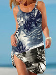 Printed Sling Sleeveless Casual Dress