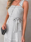 Suspender Belted Striped Maxi Dress