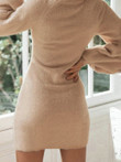Solid High Neck Long Sleeve Tight Dress