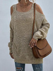 Heathered Cold Shoulder Oversize Sweater