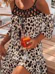 Leopard Print Casual Short Sleeve Mini Dress