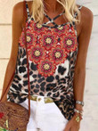 Leopard And Flower Print Camisole Vest