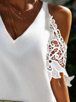 Lace Solid V-neck 3/4 Sleeve Fashion Dress