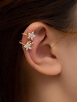 Gemstone Decor Floral Ear Cuff