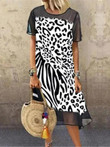 Leopard-print Mesh Stitching Dress