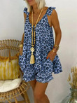 Leopard Print Loose Casual Sleeveless Suit