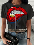 Lip Print Casual Short-sleeved T-shirt