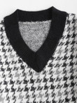 Houndstooth Fuzzy Loose Sweater