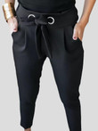 Lace-up Waist Solid Tight Casual Pants