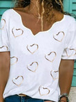 Irregular Collar Love Print Short Sleeve T-shirt