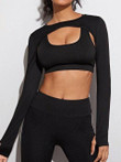 Solid Super Crop Sports Tee Without Bra