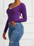 Solid Long Sleeve Round Neck Bodysuits