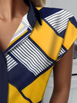 Short-sleeved Irregular Striped Blouses