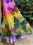 Sleeveless Butterfly Print Tie-dye Dress