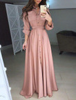 Slim-fit Long-sleeved Buttoned Lace Dress