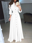 Slim-fit Long-sleeved Buttoned Lace Dress
