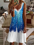 Casual Lace V-Neck Print Sleeveless Dress
