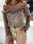 Blouses Leopard Print Long Sleeve Blouses