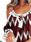Women Chevron Print Off Shoulder Strap Mini Dress