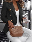 Blazers Long Sleeve Double-Breasted Solid Lapel Blazer
