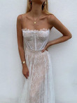 Fashion Suspender Lace Maxi Dress