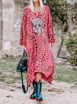 Leopard Skull Print Long Sleeve Dress