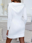 Heart-Shaped Zipper Hoody Pocket Long Sleeve Dress