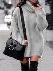Fashion High Neck Long Sleeve Sweater Dress